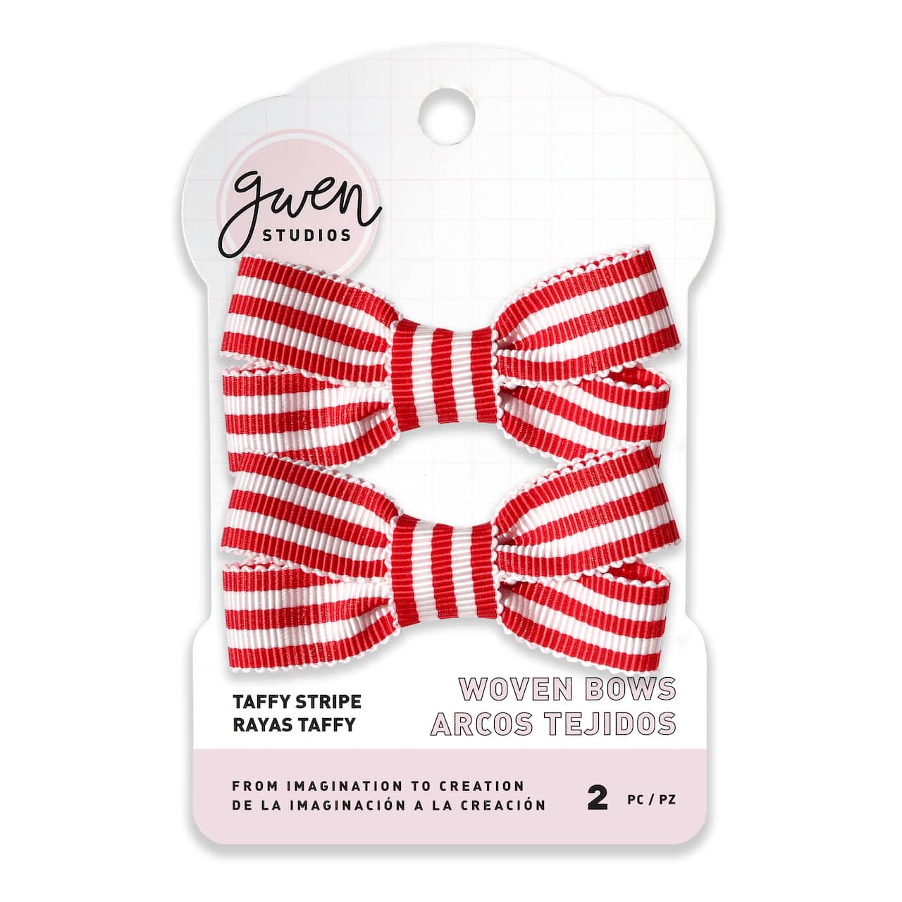Gwen Studios Red &#x26; White Stripe Grosgrain Bows, 2ct.